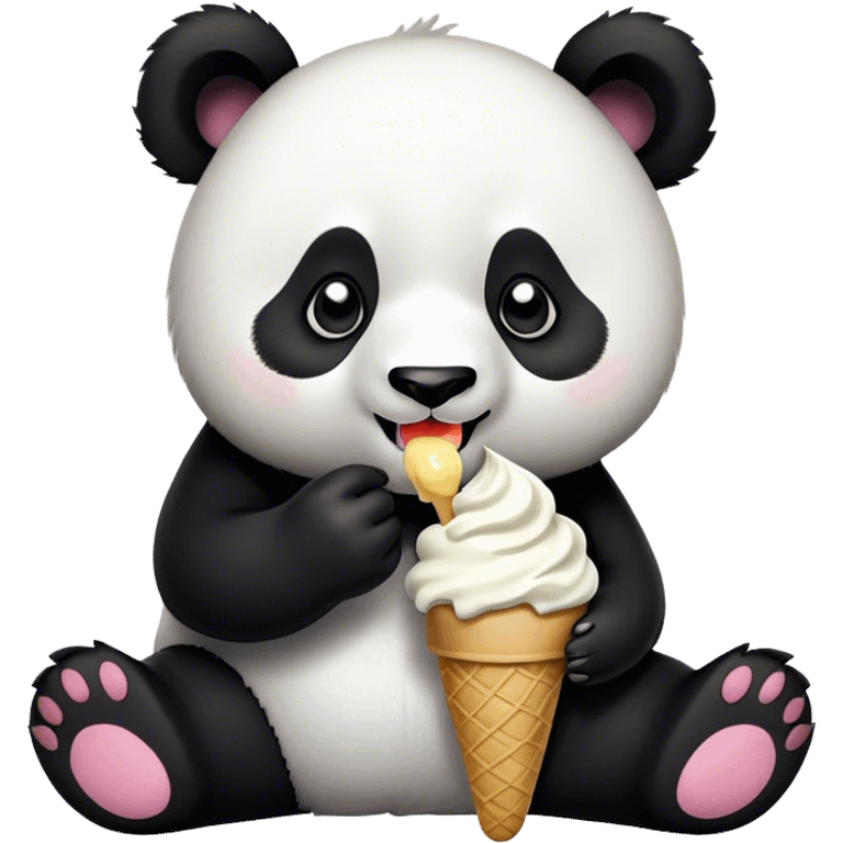 Panda eating ice cream emoji