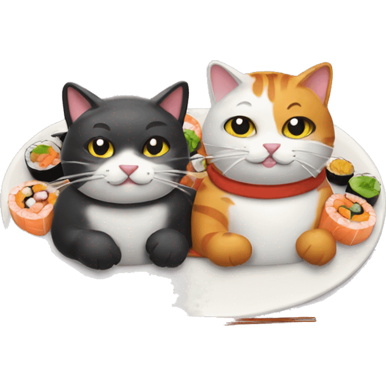 two cool cats eating sushi emoji