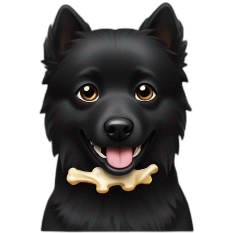 Little black spitz with bones in your mouth emoji