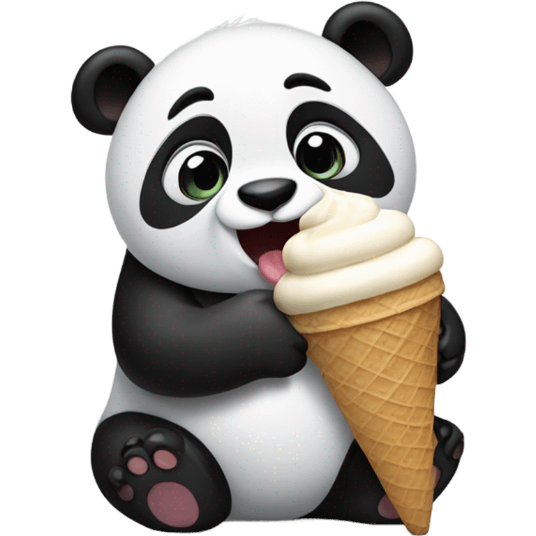 Panda eating ice cream emoji