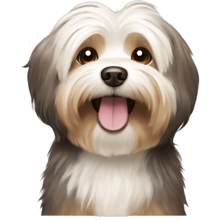 Havanese small dog with ash brown and blonde fur and happy expression emoji