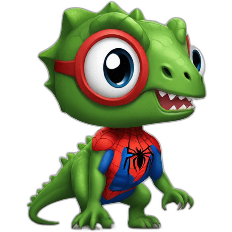 dinosaur dressed as spiderman emoji