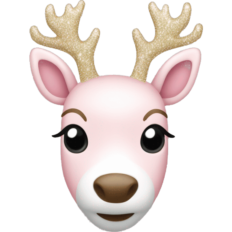 sparkly light pink and white pretty reindeer emoji