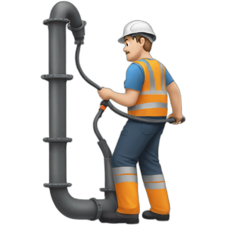 man working with big pipe and cables from the side emoji