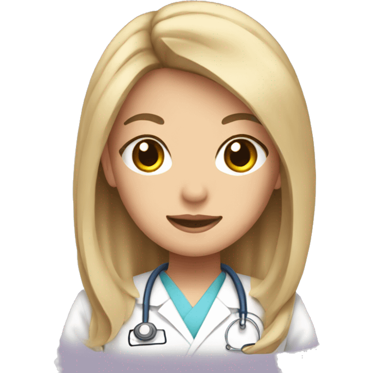 Japanese nurse with long hair in pink scrubs emoji