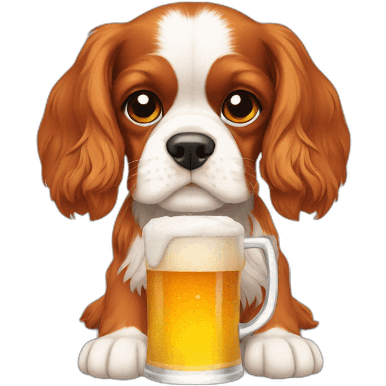 Cavalier-king Charles drinking beer emoji