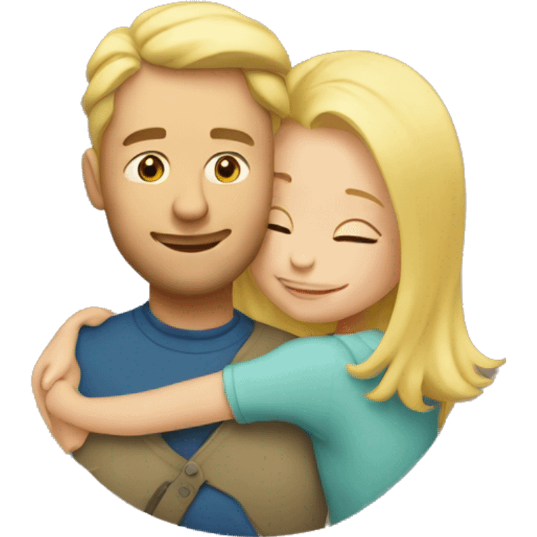 A father hugging his blonde daughter emoji