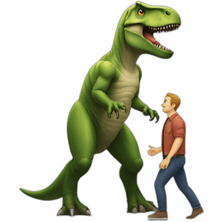 t-rex and man who do a foot emoji