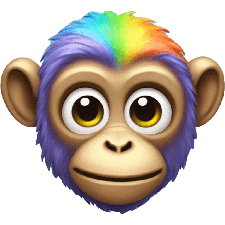 rainbow monkey, sparkle, neon, cartoon style, cute  emoji