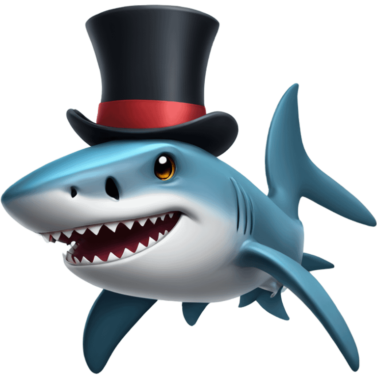 Shark with a top hat emoji