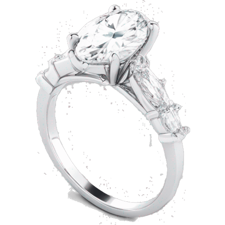 Oval center engagement ring with Marquise band in a white gold setting emoji