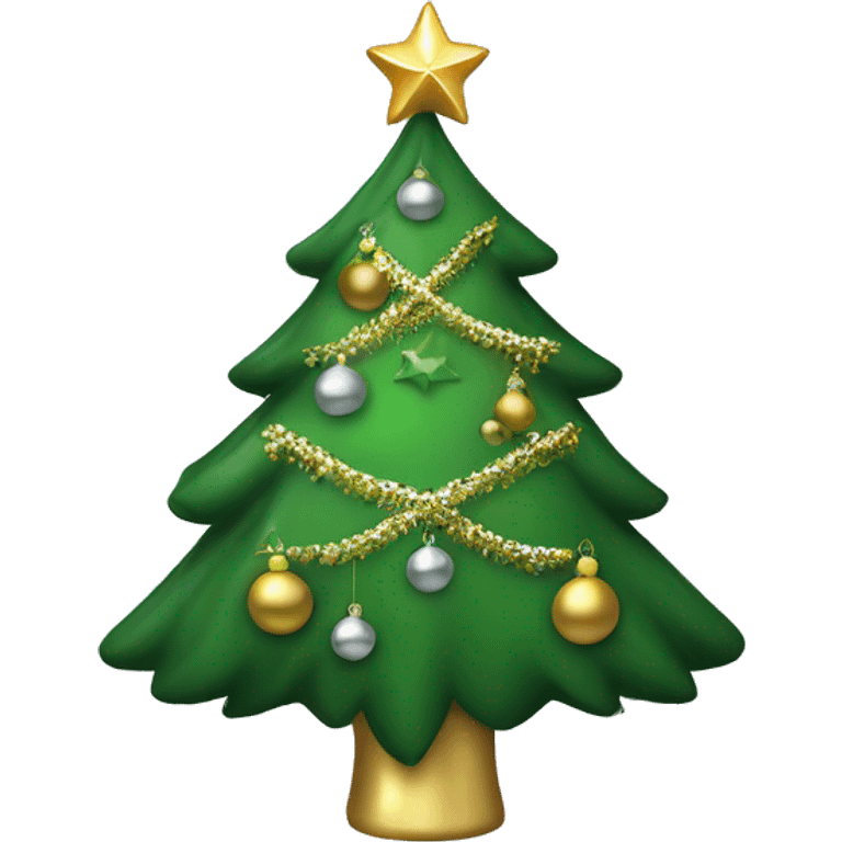 Green Christmas tree with gold and silver ornaments emoji