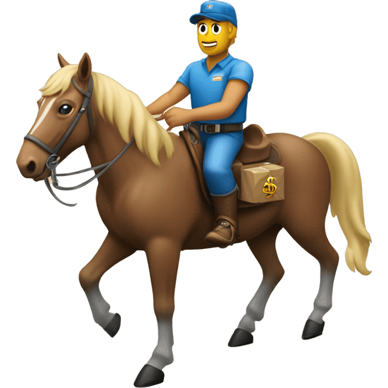 horseback mail delivery with dollar signs and noble looking delivery man emoji