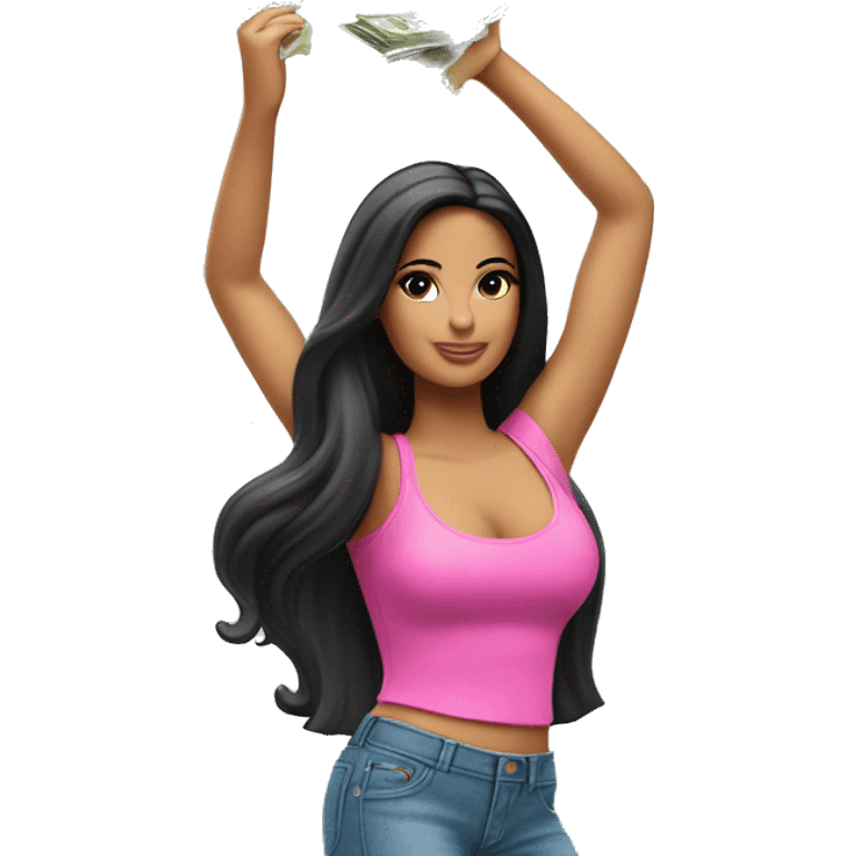 Latina Barbie making it rain money emoji