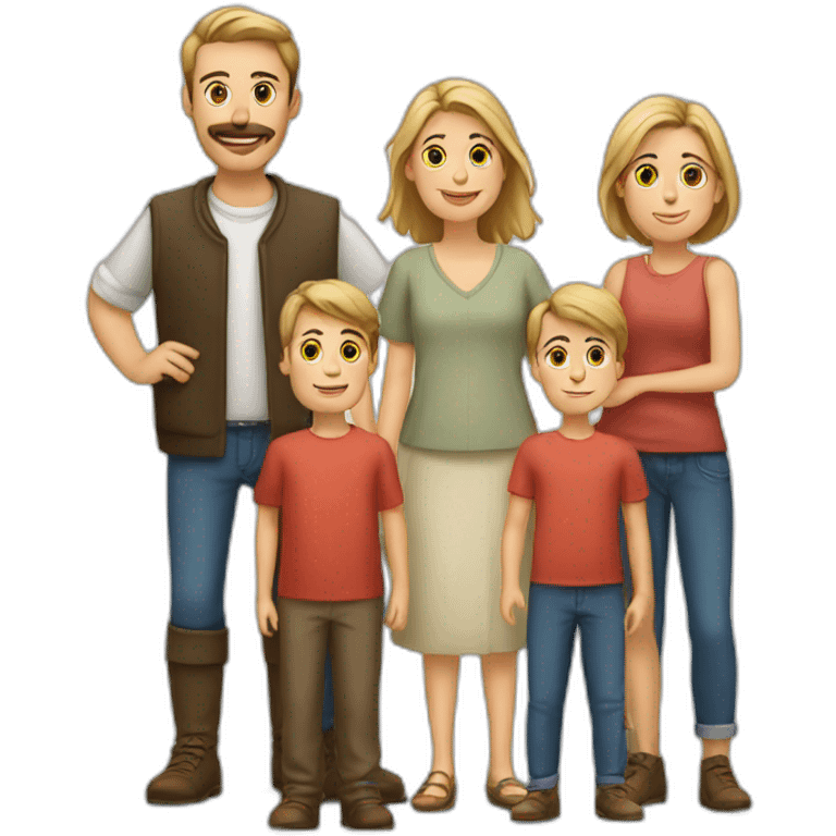 European family with 1 father 1 mother and 3 sons emoji