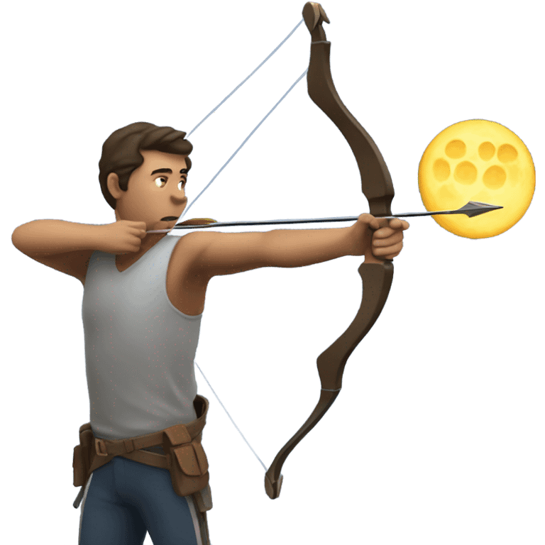 Make an emoji of a guy shooting a bow and arrow at the moon emoji