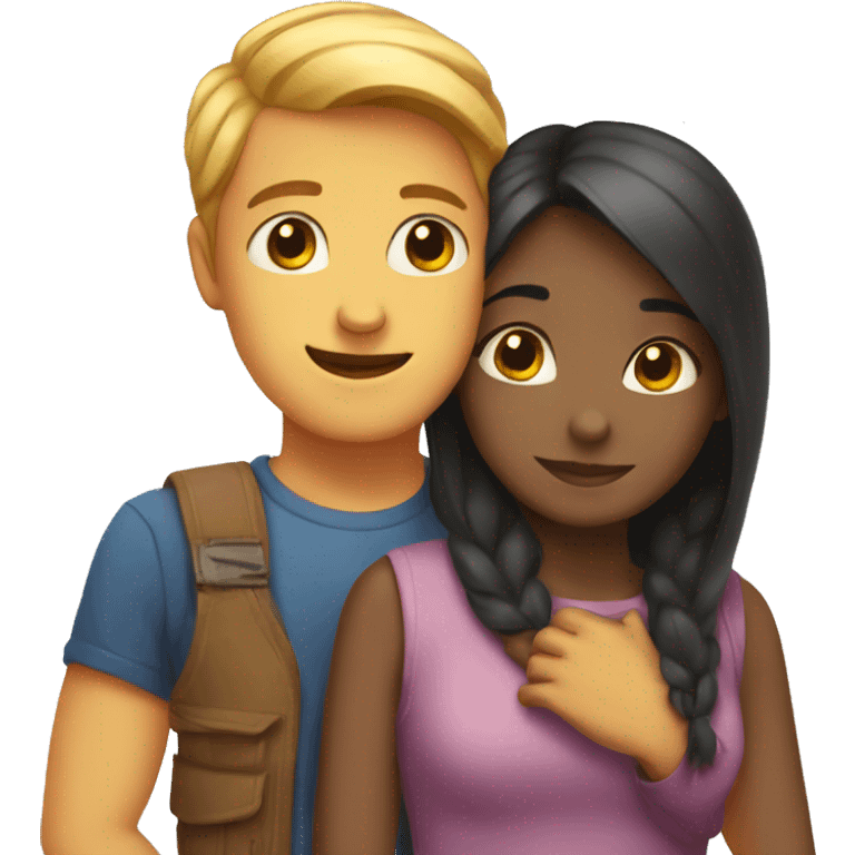 a girl and guy hugging emoji