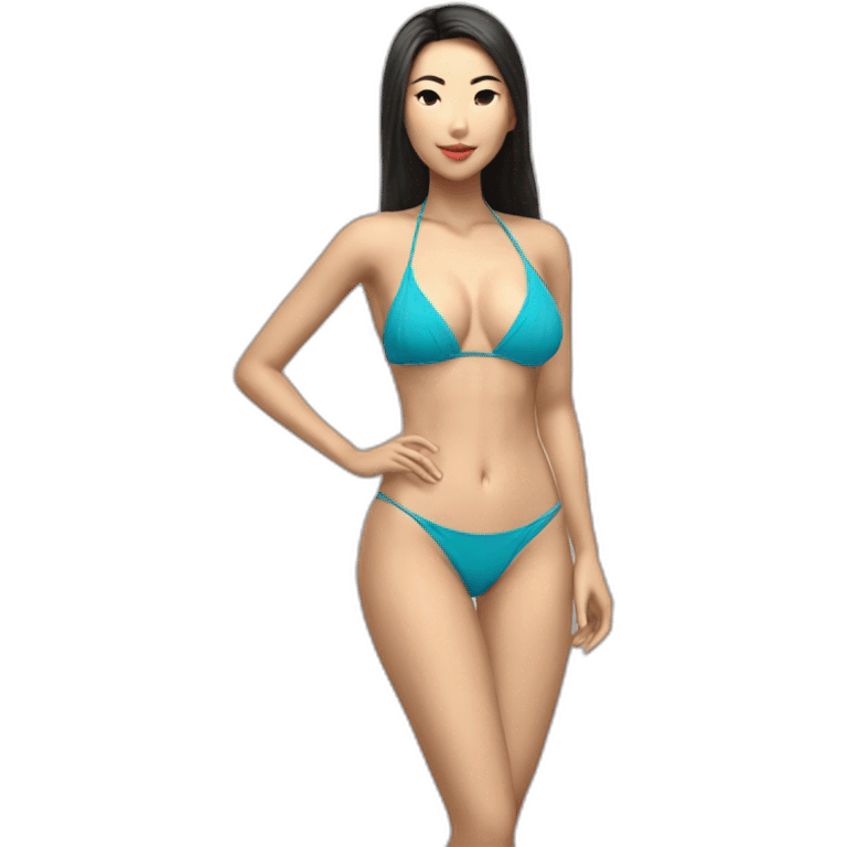 Sexy soft-fit wasian woman bikini (beach body) (full body) emoji