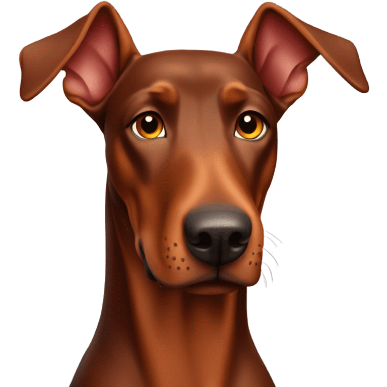 Red Doberman without cropped ears face facing front happy expression  emoji