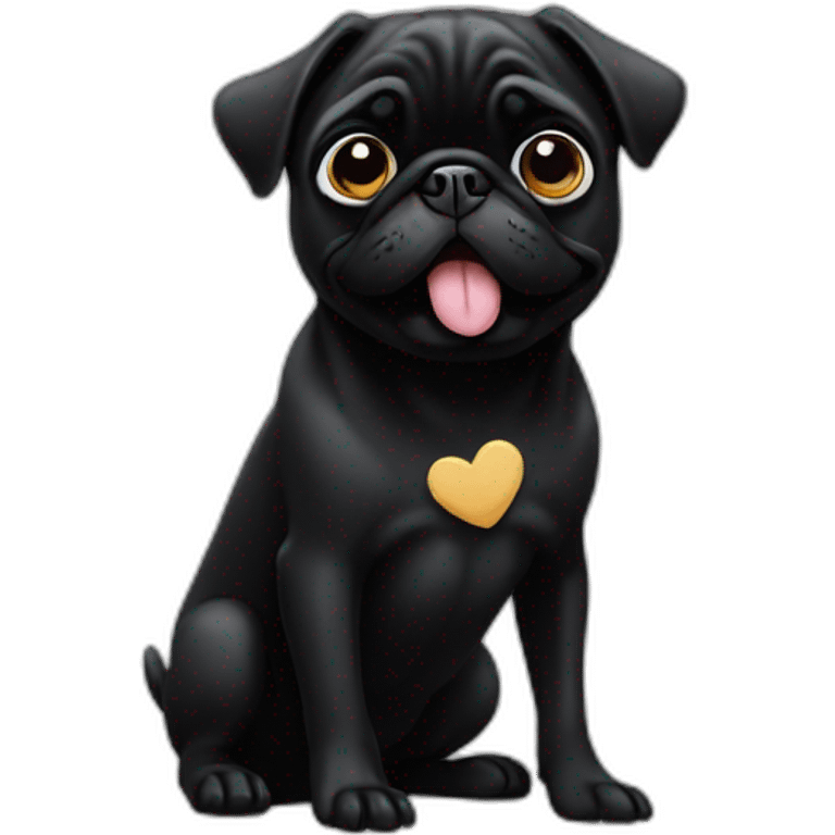 black pug blowing a kiss emoji