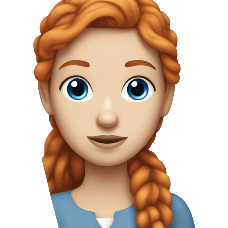 Red hair blue eyed white girl working on MacBook  emoji