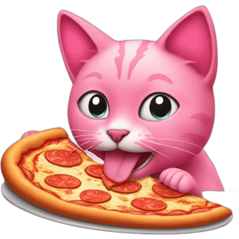 pink cat eating pizza emoji