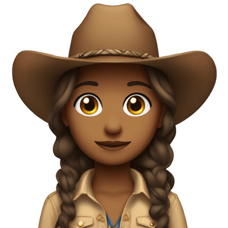 burnett girl brown eyes button up with cowboy hat emoji