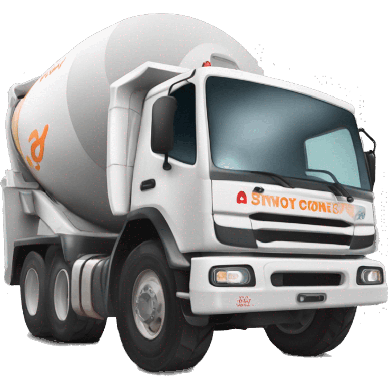 concrete mixer truck add writing on the barrel “rapidmix” emoji