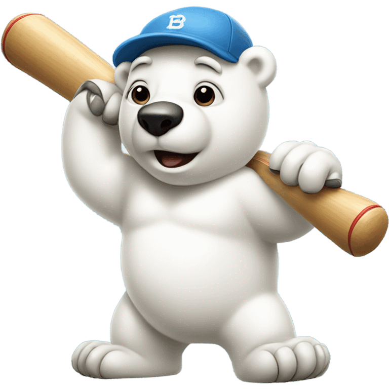 Polar bear playing baseball emoji