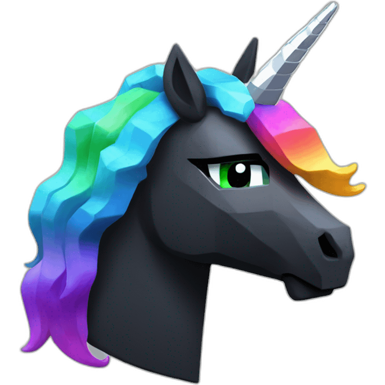 Minecraft Rainbow Black Unicorn Head With Diamond Horn emoji