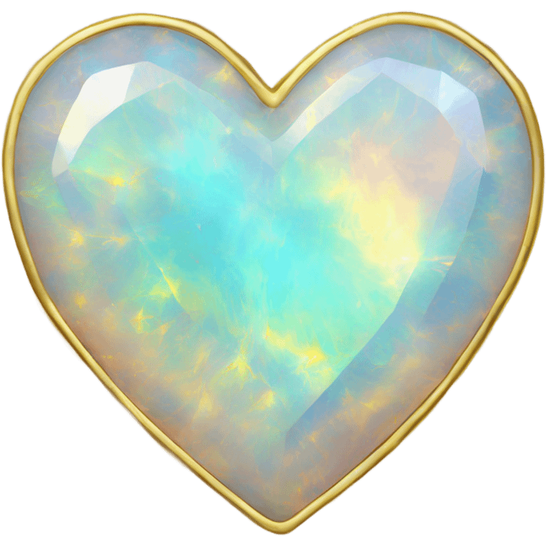 opal gemstone heart gold outline emoji