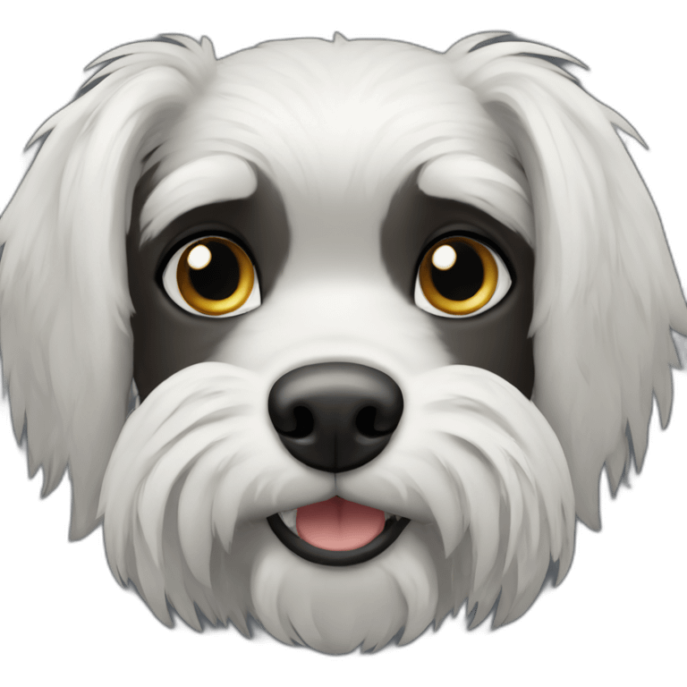 black griffon dog with white hair under mouth and on eyebrows emoji