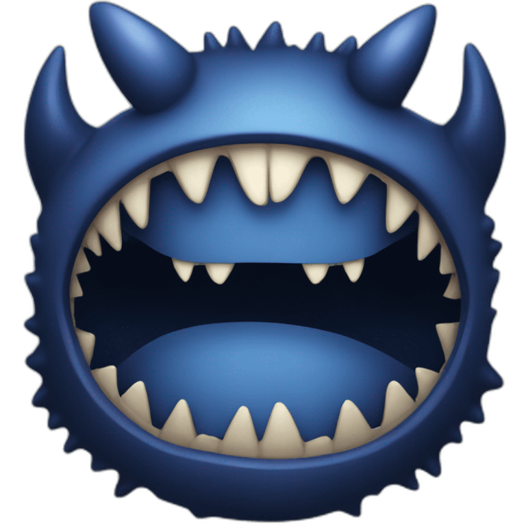 sharp teeth dark blue monster with black eyes emoji