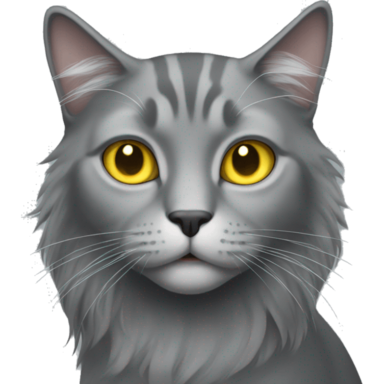 Gray long hair cat with yellow eyes emoji