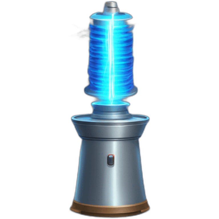 Tesla coil with blue electricity sparks from the prestige emoji