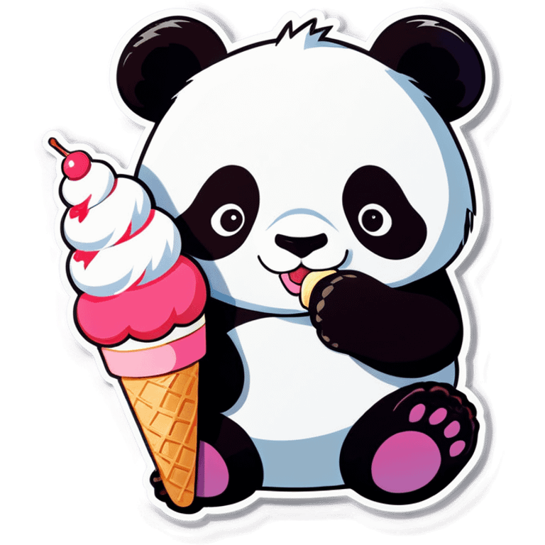 Panda eating ice cream emoji