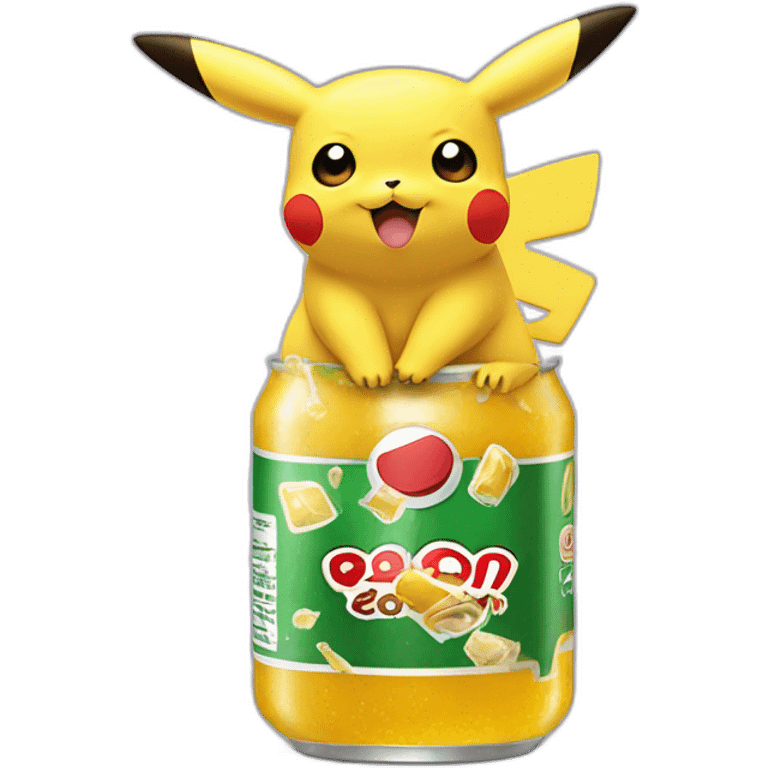 Pikachu en train boire une bouteille de coca emoji