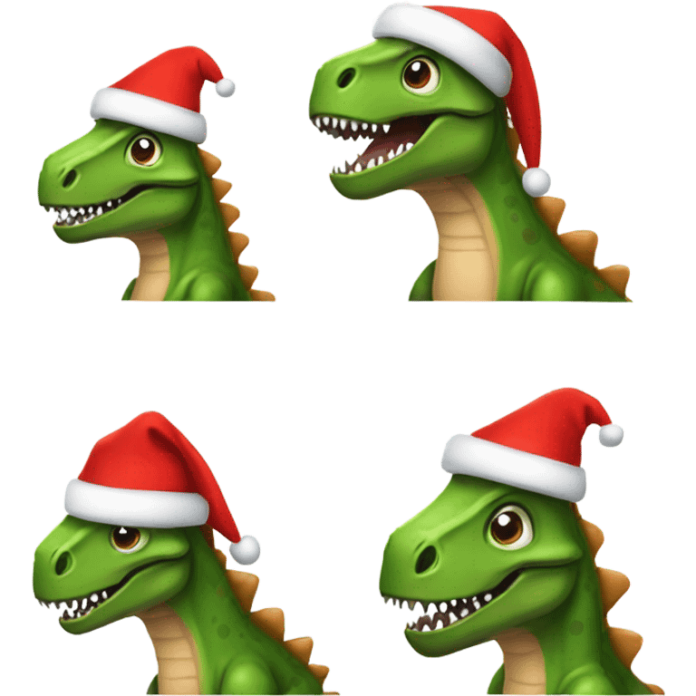 Dinosaur wearing santa hat emoji