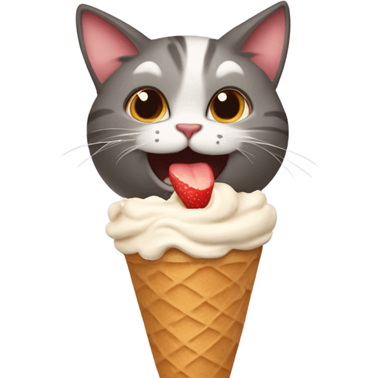 Cute cat eating ice cream  emoji