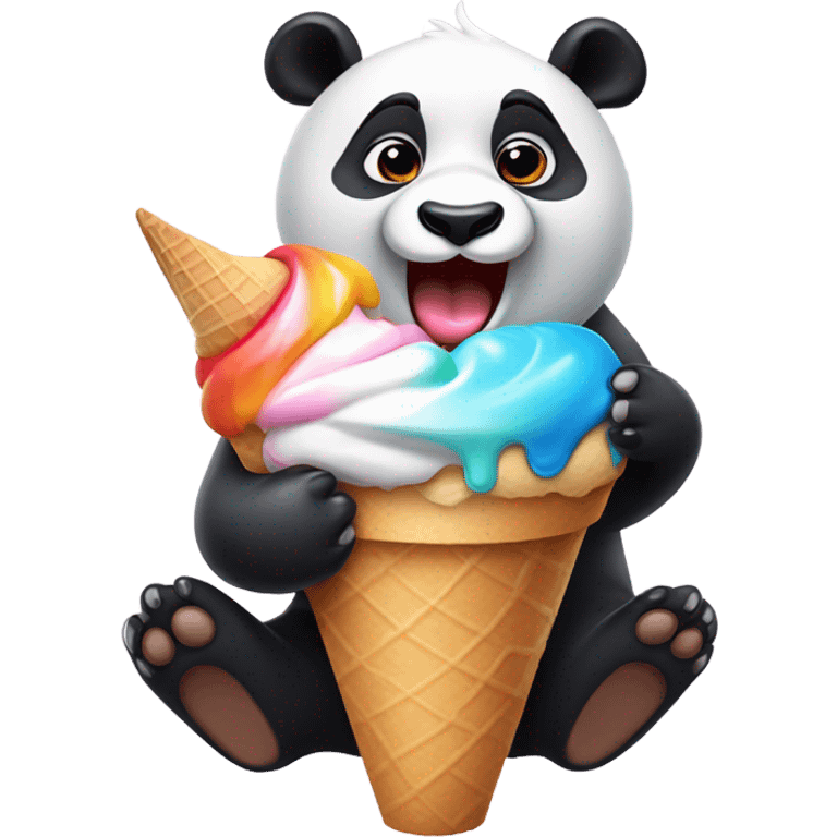 Panda eating ice cream emoji