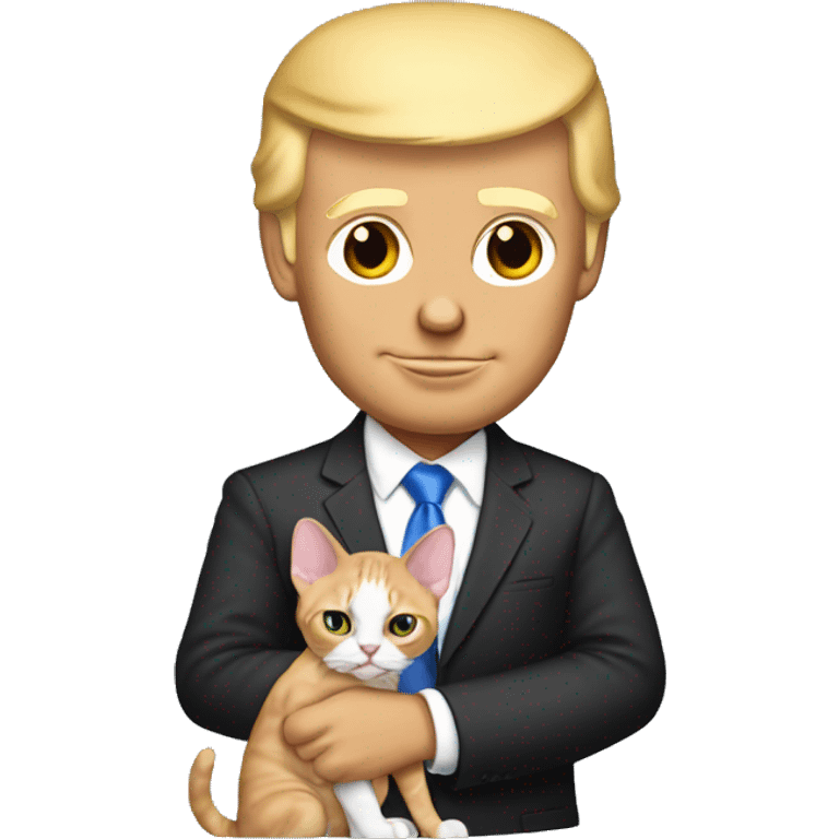 Donald Trump holding a Devon Rex cat emoji