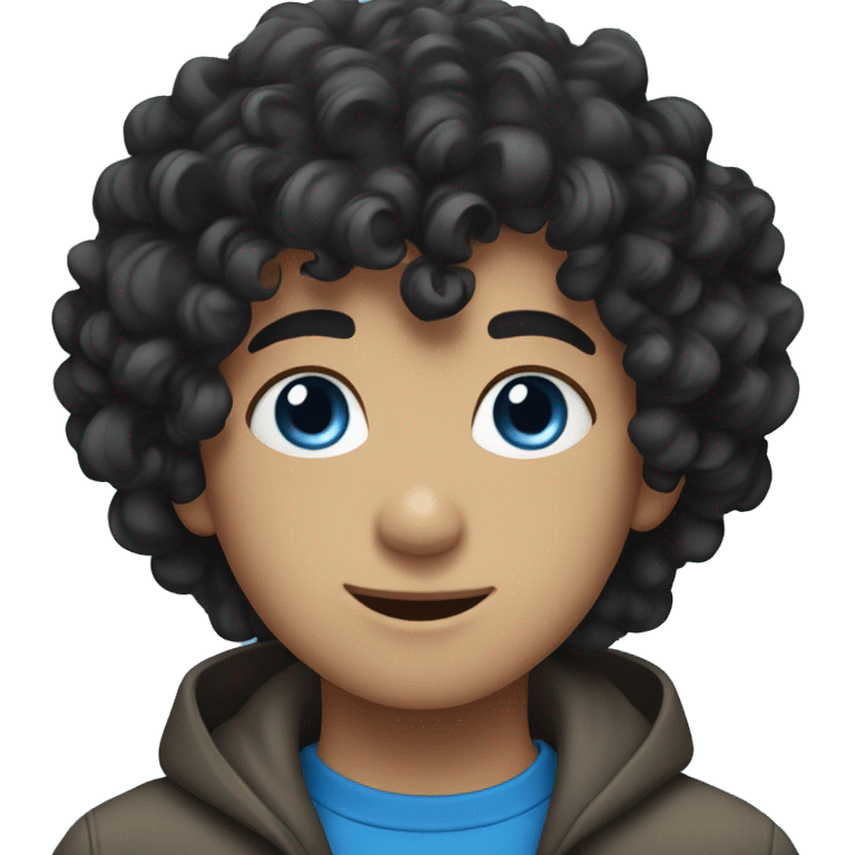 boy with black curly hair and blue eyes emoji