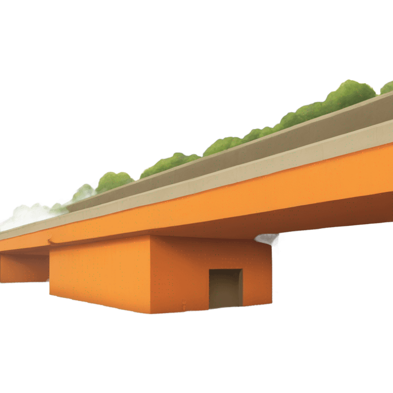 Orange ashram under a highway overpass  emoji