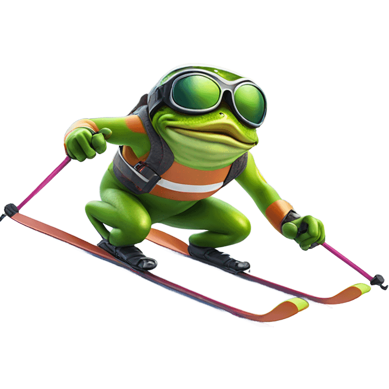 Frog skiing emoji