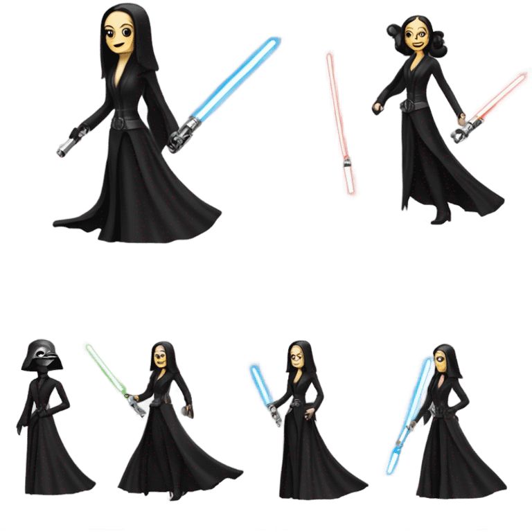 Jedi Morticia Addams flying a Jumpspeeder anti-gravity repulsorlift imperial speeder steampunk  emoji