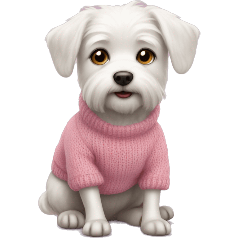 little white dog in a pink sweater  emoji