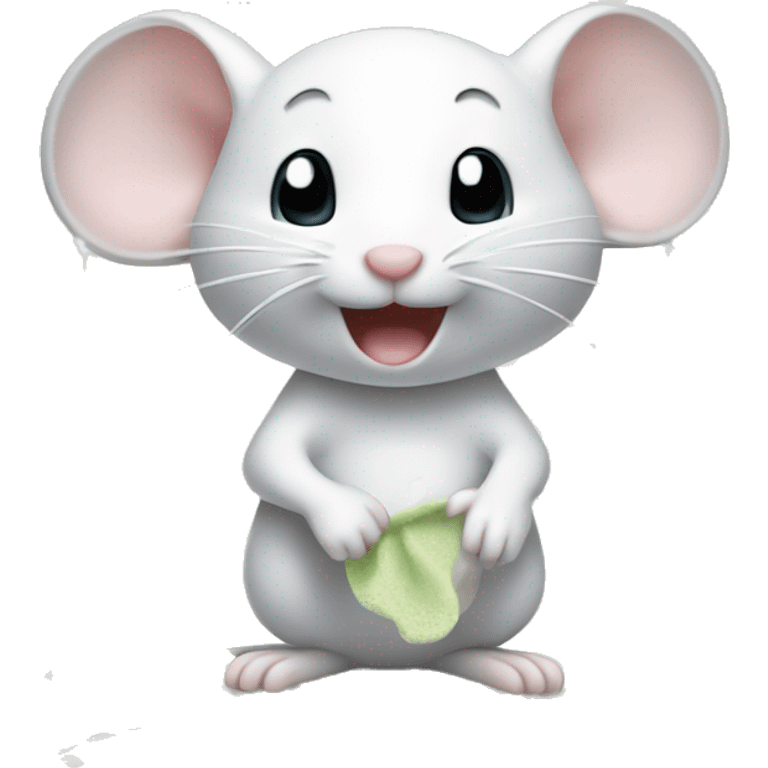 Cute white mouse cleaning himself in a shower emoji