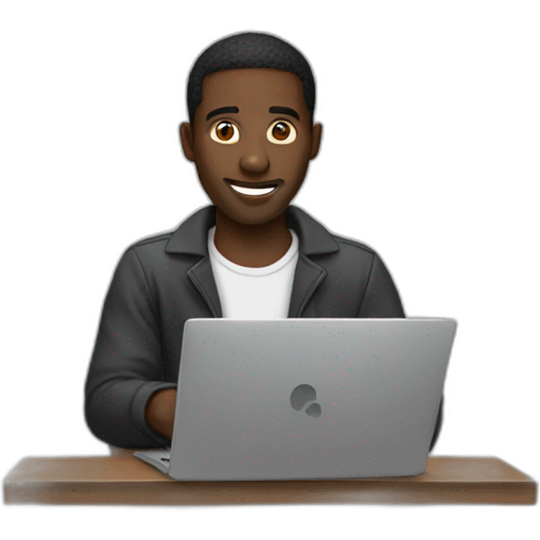 black man behind laptop emoji