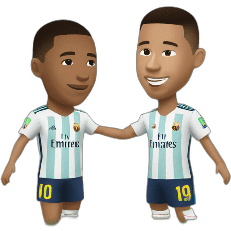 Ronaldo. Messi et Mbappe dmse faisant un calin emoji