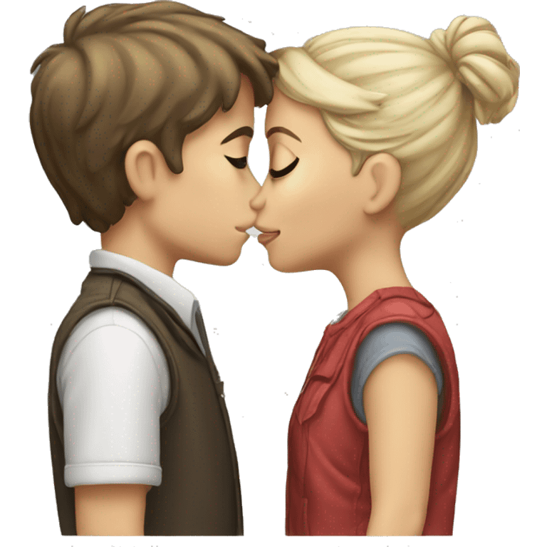 White Boy and girl kissing emoji